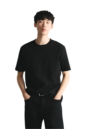 (light images)men's black t-shirt with black logo